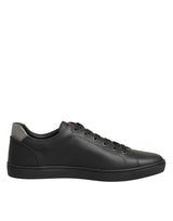Dolce & Gabbana Black Leather Heart Embellished Sneakers Shoes