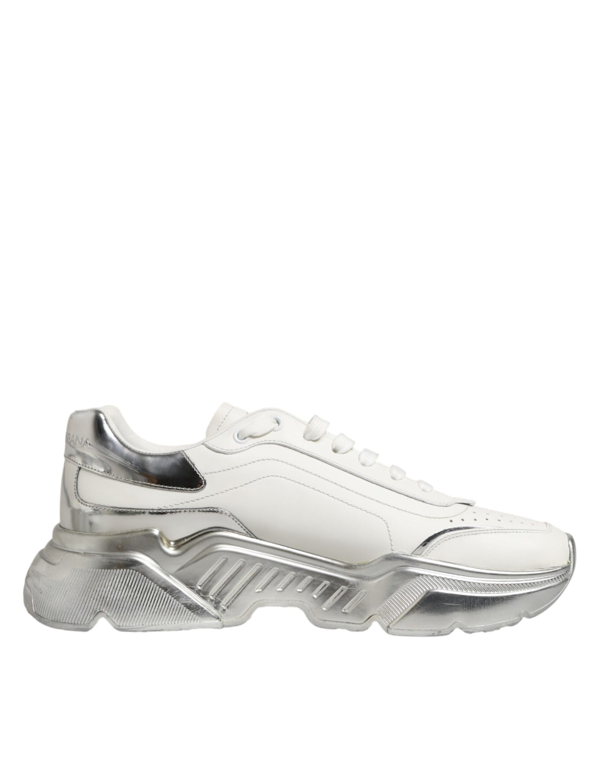 Dolce & Gabbana White Silver Daymaster Low Top Sneakers Shoes