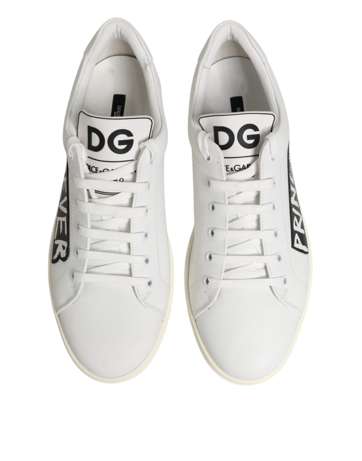 Dolce & Gabbana White Prince Leather Low Top Men Sneakers Shoes