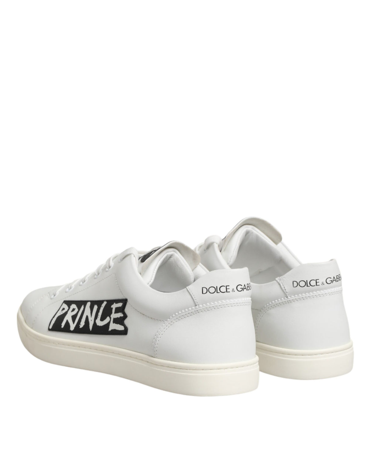 Dolce & Gabbana White Prince Leather Low Top Men Sneakers Shoes