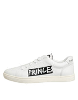 Dolce & Gabbana White Prince Leather Low Top Men Sneakers Shoes