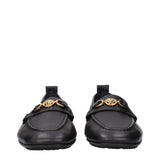 Versace Black Leather Slip-On Loafers