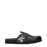 Palm Angels Black Leather Slippers