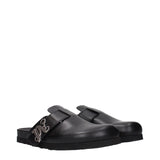 Palm Angels Black Leather Slippers