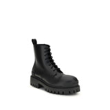 Balenciaga Black Calf Leather Bos Taurus Lace-Up Boots