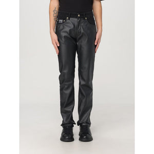 Versace Jeans Black Leather Casual Pants