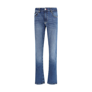 Philipp Plein Blue Cotton Straight-Leg Jeans