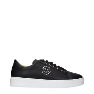 Philipp Plein Black Leather Low Top Sneakers