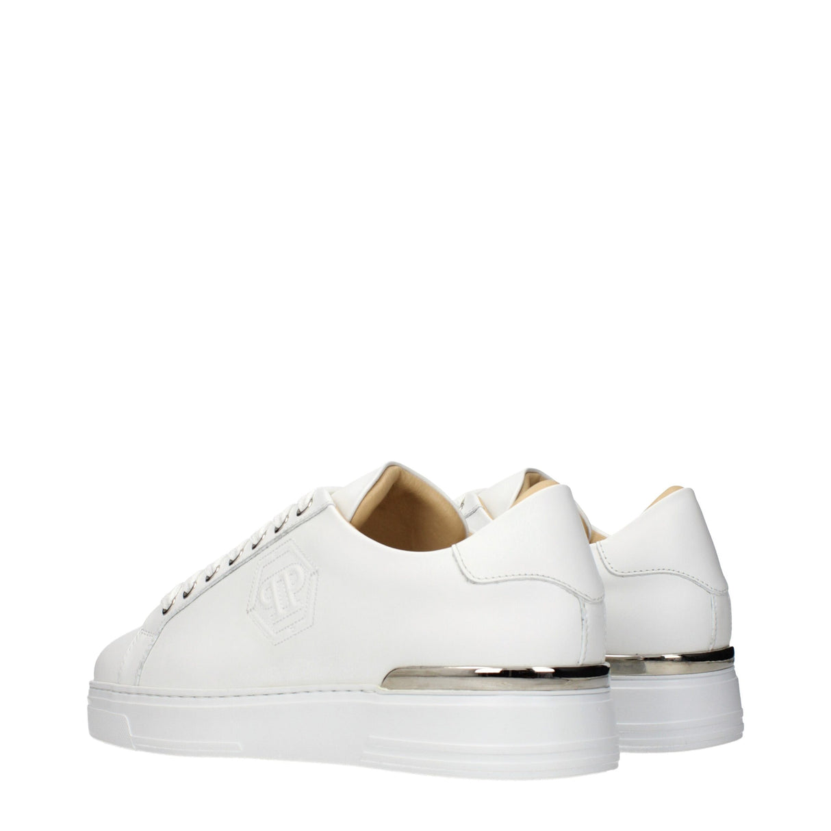 Philipp Plein White Leather Low Top Sneakers