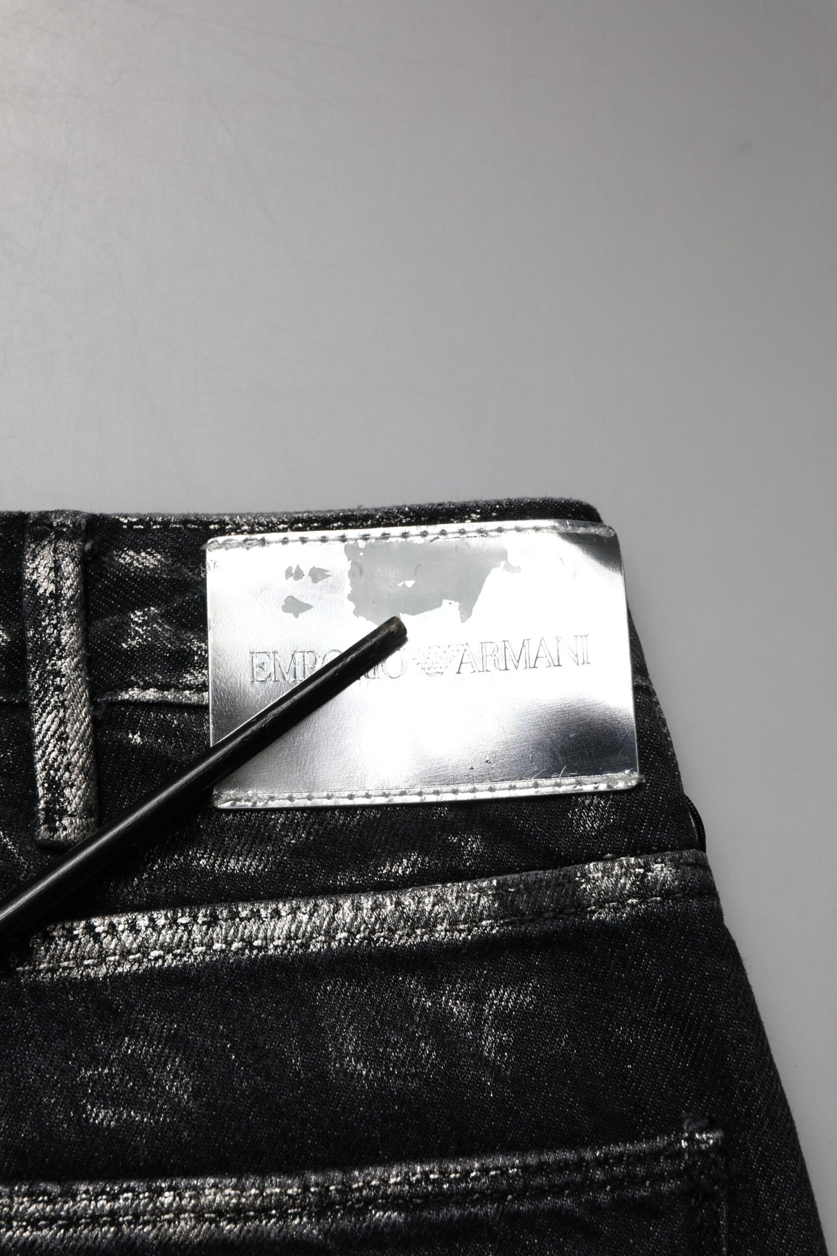 Emporio Armani Black Washed Slim Fit Men Denim Cotton Jeans