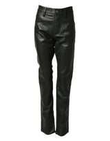 Dsquared² Black Full Grain Leather Mid Waist Trouser Pants