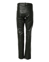 Dsquared² Black Full Grain Leather Mid Waist Trouser Pants