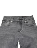 Dolce & Gabbana Gray Cotton Mid Waist Skinny Denim Jeans
