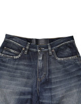 Dolce & Gabbana Blue Cotton Distressed Denim Bermuda Shorts