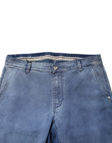 Nine In The Morning Blue Cotton Stretch Men Chino Trouser Pants