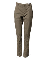 Dondup Beige Cotton Stretch Straight Chino Men Trouser Pants