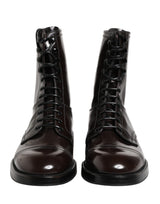 Dolce & Gabbana Black Leather Lace Up Mid Calf Boots Shoes