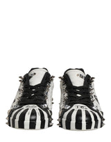 Dolce & Gabbana Black White Studded Low Top Sneakers Shoes