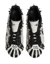 Dolce & Gabbana Black White Studded Low Top Sneakers Shoes