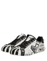 Dolce & Gabbana Black White Studded Low Top Sneakers Shoes