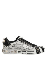 Dolce & Gabbana Black White Studded Low Top Sneakers Shoes