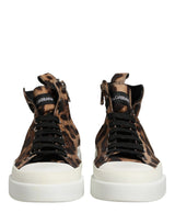 Dolce & Gabbana Brown Leopard Cotton High Top Sneakers  Shoes