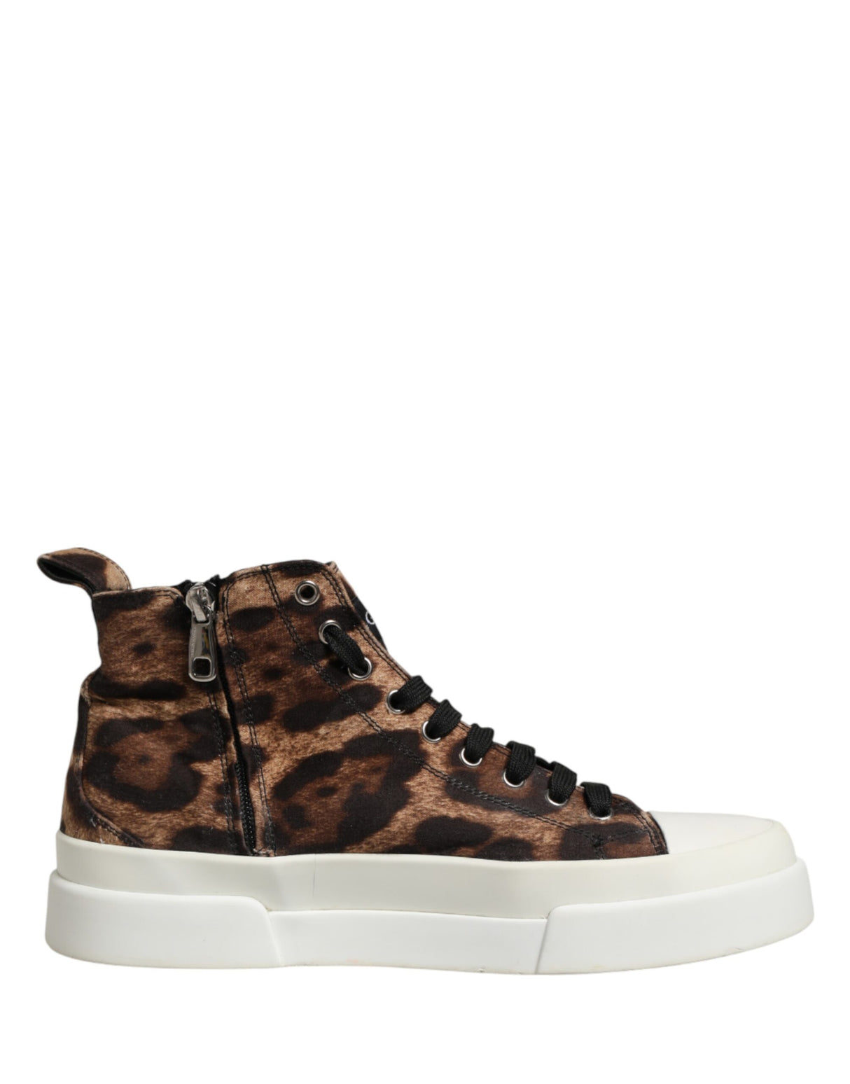 Dolce & Gabbana Brown Leopard Cotton High Top Sneakers  Shoes