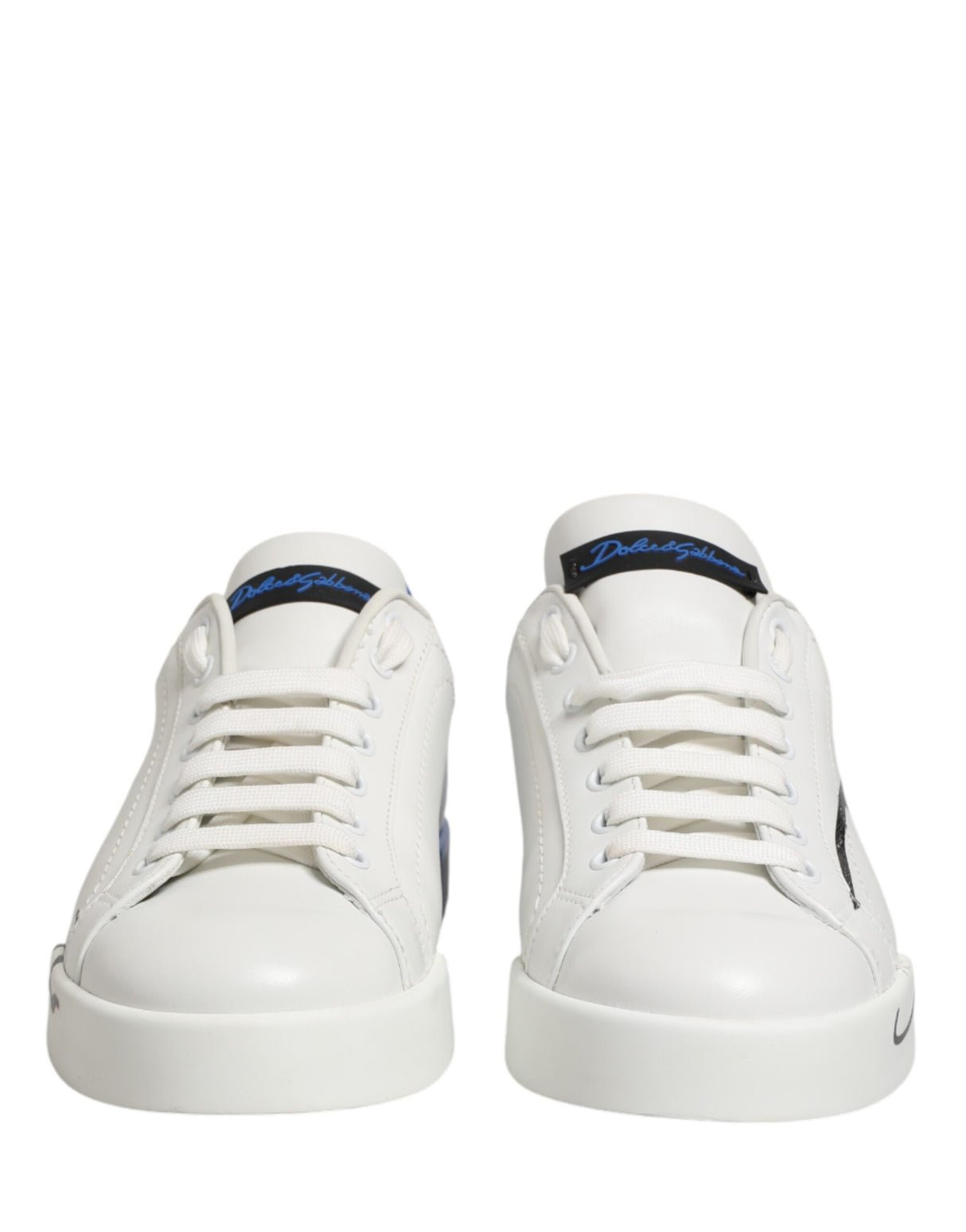 Dolce & Gabbana White Blue Portofino Low Top Sneakers Shoes