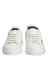 Dolce & Gabbana White Blue Portofino Low Top Sneakers Shoes