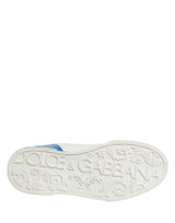 Dolce & Gabbana White Blue Portofino Low Top Sneakers Shoes