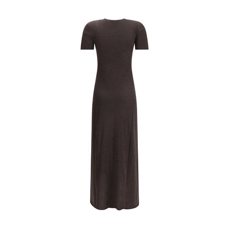 Ferragamo Brown Fleece Wool Long Dress