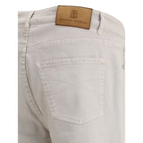 Brunello Cucinelli Beige Cotton Straight-Leg Jeans