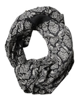 Dolce & Gabbana Black White Damask Patterned Lace Men Scarf