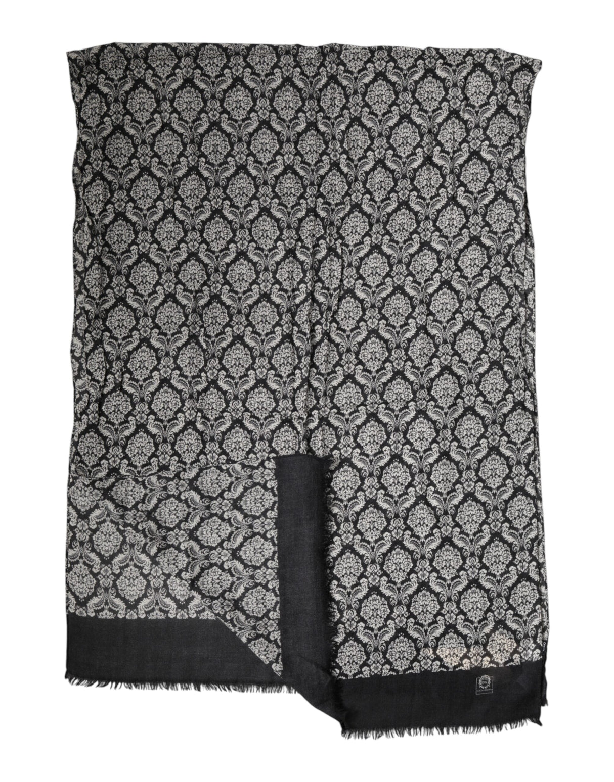 Dolce & Gabbana Black White Damask Patterned Lace Men Scarf
