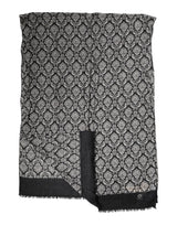 Dolce & Gabbana Black White Damask Patterned Lace Men Scarf