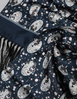 Dolce & Gabbana Navy Blue Silk Neck Wrap Shawl Men Scarf