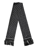 Dolce & Gabbana Black Silk Dotted Men Neck Wrap Shawl Scarf