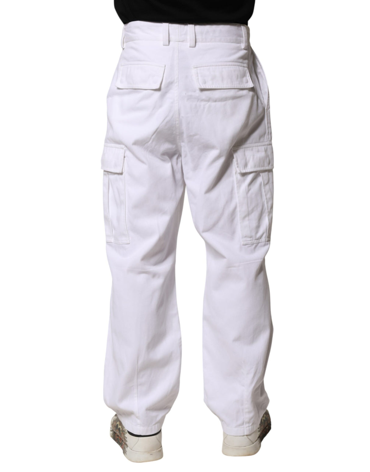 Dolce & Gabbana White Cotton Men Cargo Denim Trouser Jeans