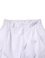 Dolce & Gabbana White Cotton Men Cargo Denim Trouser Jeans