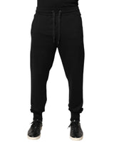 Dolce & Gabbana Black Cotton Mid Waist Jogger Trousers Pants