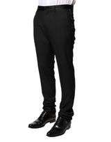 Dolce & Gabbana Black Wool Mid Waist Men Dress Trousers Pants