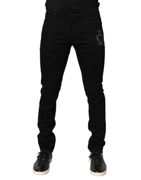 Dolce & Gabbana Black Sacred Heart Men Cotton Denim Jeans