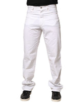Fred Perry White Cotton Mid Waist Straight Men Denim Jeans