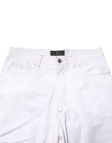 Fred Perry White Cotton Mid Waist Straight Men Denim Jeans