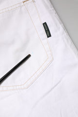 Fred Perry White Cotton Mid Waist Straight Men Denim Jeans