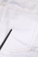 Fred Perry White Cotton Mid Waist Straight Men Denim Jeans