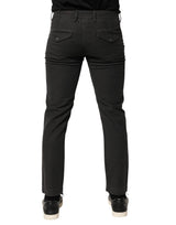 Maison Clochard Dark Gray Cotton Mid Waist Skinny Men Denim Jeans