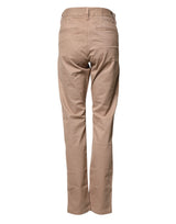 Sun68 Beige Cotton Mid Waist Straight Men Chino Trouser Pants