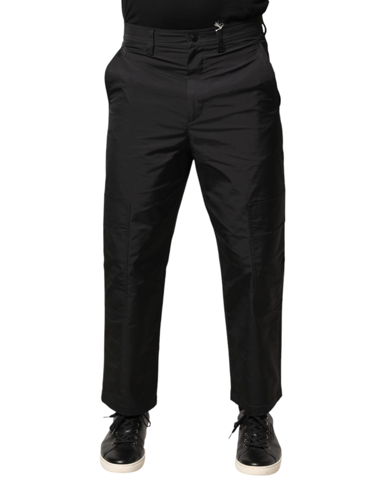 Valentino Black Mid Waist Men Tapered Dress Trouser Pants