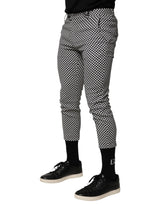 Daniele Alessandrini Black White Checkered Men Cropped Pants